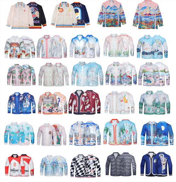 

casablanca 22aw japanese portrait flower silk men and women lovers hawaiian long sleeve shirt, pay attention to select products according to, White;black