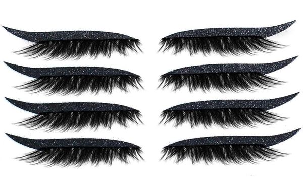 

false eyelashes 8pcs4pairs reusable lashes eyeliner and eyelash stickers waterproof easy to use remove tool5403484