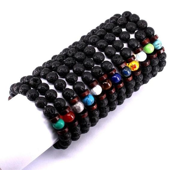 

beaded strands men bracelet natural lava volcano stones beaded bracelets tibetan buddha jewelry gift e459277533, Black