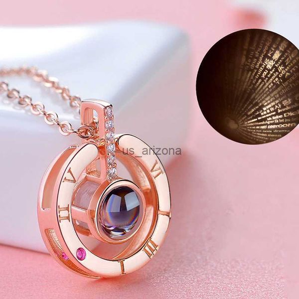 

projection necklace languages i love you pendant jewelry for lover girlfriend trendy couple romantic cute accessories l230620, Silver