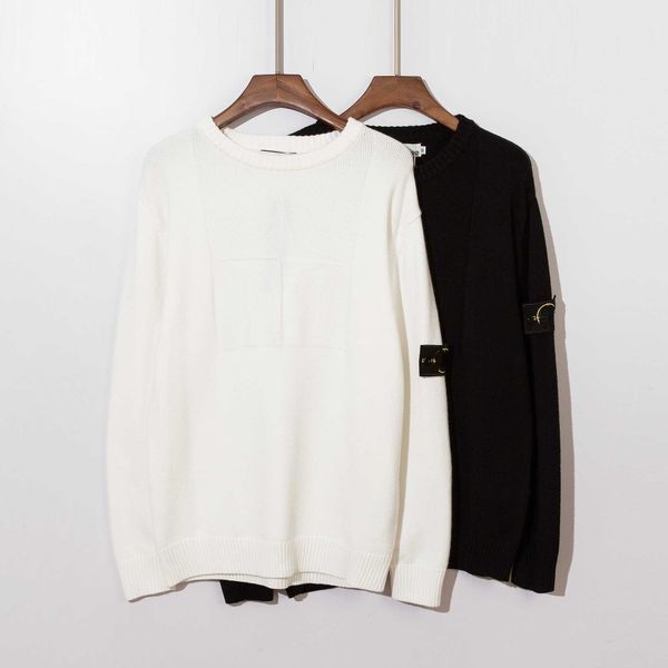 

men's designer sports set sweater new trendy brand autumn and winter round neck solid color loose knit sweater large size m-2xl, Black