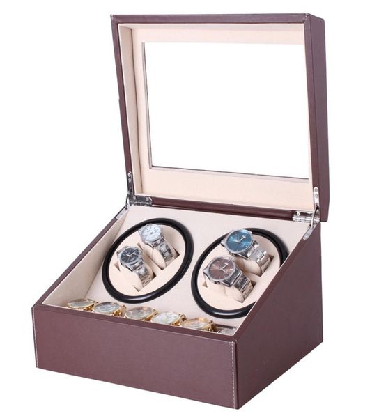 

genboli us plug watch winders brown pu leather collection storage box watch display jewelry automatic mechanical winder box1707788, Black
