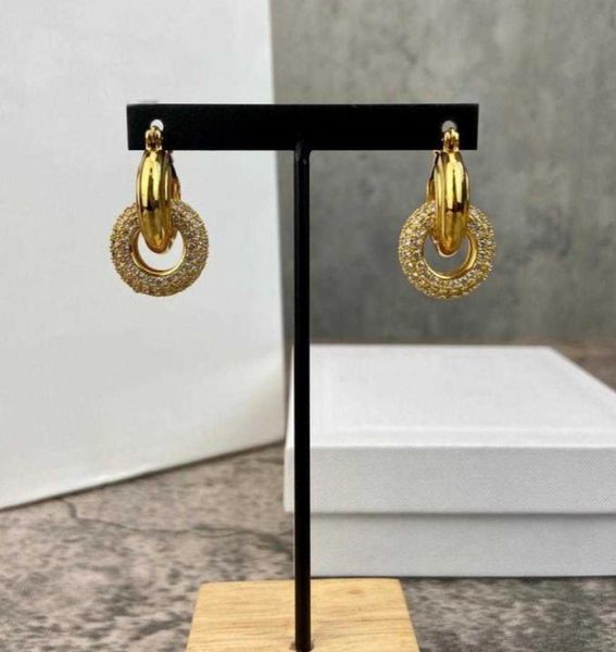 

brand pure 925 sterling silver fashion jewelry for women 2 circles vantage full zircon party drop earrings girls gifts6607079