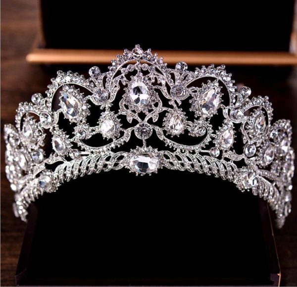 

luxury silver gold bridal crown sparkle beaded crystals royal wedding crowns crystal headband hair jewelry accessories party studi5610894