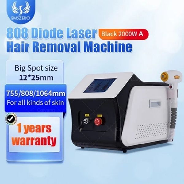 

2023 new 808nm755nm1064nm three wavelength diode laser permanent hair removal cooling painless laser hair removal machine, Black