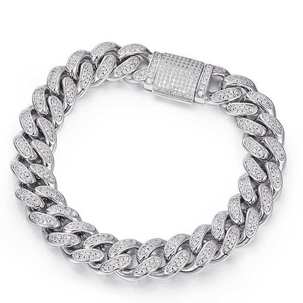 

pushi 2023 fashion jewelry s925 sterling silver bracelet moissanite hiphop cuban bracelet for men women necklace jewelry, Golden;silver