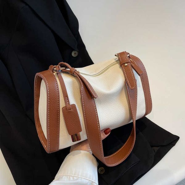 

baobao women's bag new large capacity contrast color pillow commuter versatile single shoulder bag litchi pattern crossbody bag