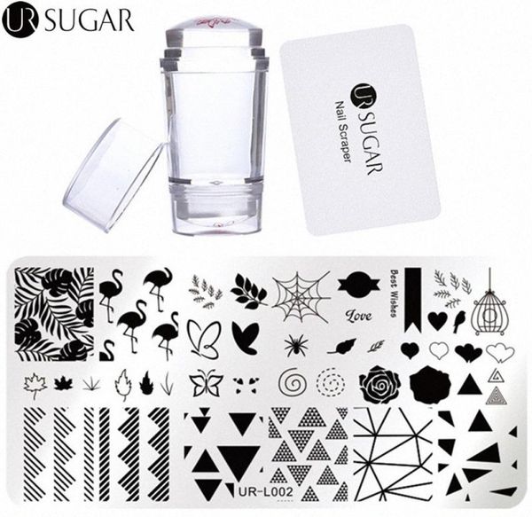 

ur sugar nail stamping plate set clear jelly silicone stamper with scraper nail art stamp image plate stamping polish tool xkhd6298819, White