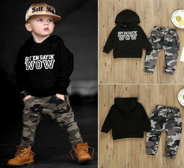 

2pcs toddler baby boys hip hop tshirt camo pants outfits set clothes4842212, White