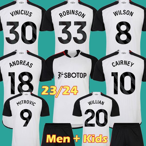 

23 24 reed soccer jerseys andreas cairney mitrovic robinson willian football shirt 2023 2024 vinicius wilson men kids kit set, Black;yellow