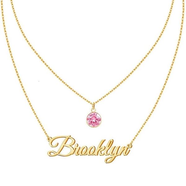 

pendant necklaces doremi stainless steel custom name necklace layered pendant birthstone custom nameplate necklaces for women men gifts whol, Silver