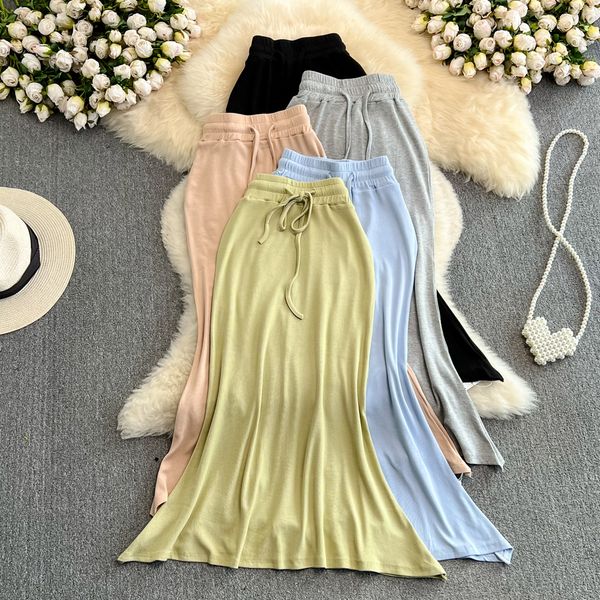 

two piece dress aesthetics vintage korean women casual clothes streetwear club trumpet mermaid blue all match y2k high waist female skirt 23, White