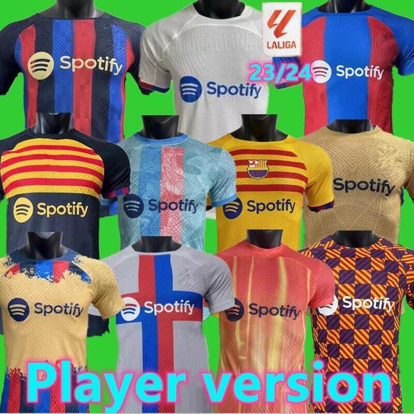 

fans player 23 24 lewandowski soccer jersey gavi camiseta de futbol pedri ferran 2023 2024 fc ansu fati raphinha football shirt equipments b, Black;yellow