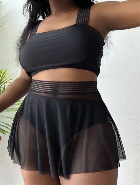 

women's swimwear summer large swimsuits plus size tankini sets female swimwear push up high waist bikini beach wear with cover up swimm, White;black