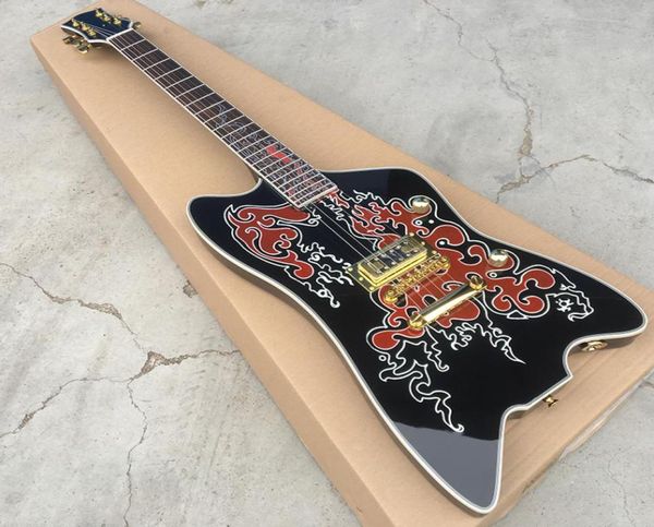 

custom zz g6199 billy bo jupiter built for billy gib black striplined thunderbird electric guitar round input jacks single pi3857956