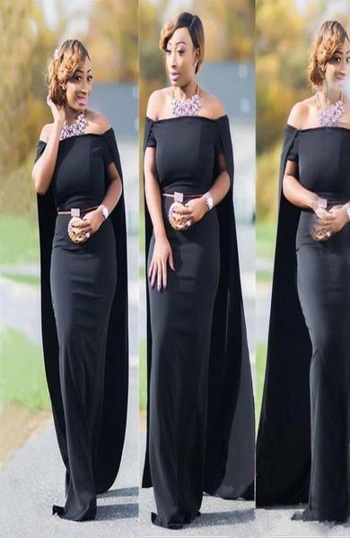 

evening dresses plus size middle east women mermaid prom dresses cape cloak off shoulder black chiffon long party gowns floor1028211, Black;red