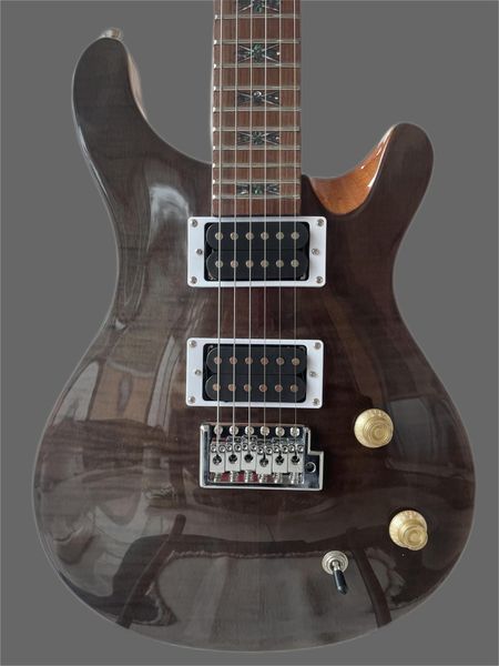 

prs electric guitar lotus knot mosaic, custom, tremolo bridge coffee body