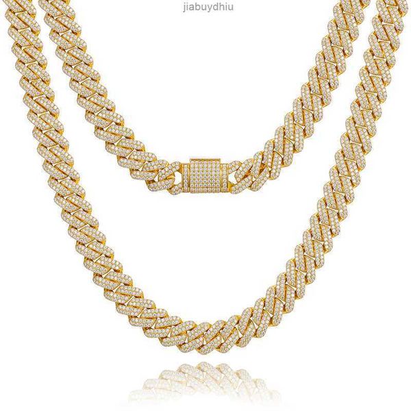 

hip hop fine jewelry iced out 14mm 2 rows vvs moissanite diamond cuban link chain necklace with gra certificate, Silver