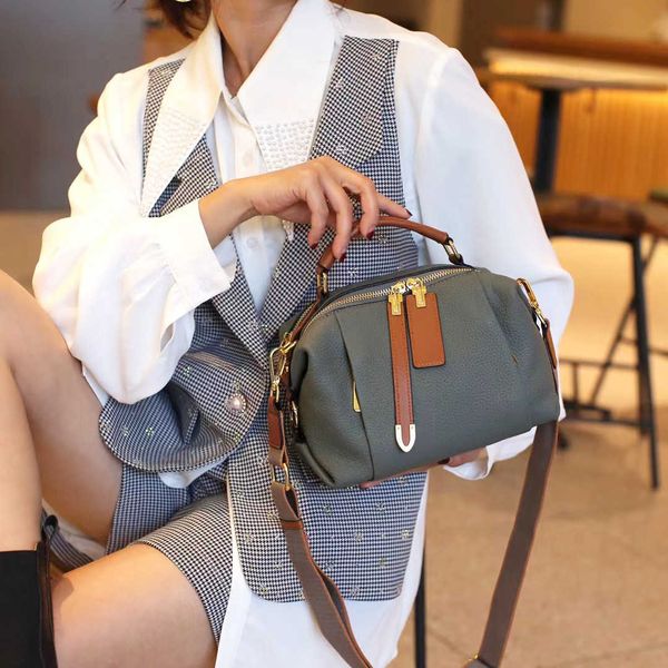 

genuine leather boston bag new pillow bag handheld shoulder bag women togo head leather messenger bag