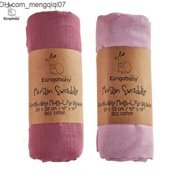 

blankets swaddling blankets swaddling kangobaby #old time# 2pcs set solid color reusable soft breathable baby muslin swaddle blanket 230217