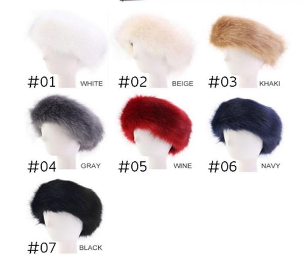 

7 colors womens faux fur winter headband women luxurious fashion head wrap plush earmuffs cover hair accessories whole ejy8652497092, Slivery;white