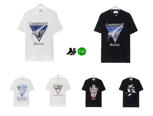 

casablances t shirt men women designers t-shirts tees apparel man s casual chest letter shirt luxury clothing street shorts sleeve clothes, White;black