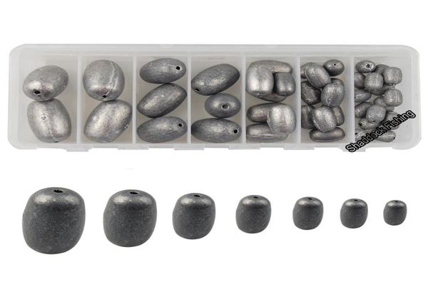 

lead sinker 42pcsbox assorted size egg fishing sinker weights kit saltwater fishing weights total 186oz in a handy box3594625