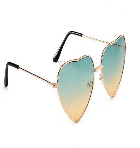

heart shaped sunglasses thin metal frame lovely heart style fashion kids039 sunblock colorful lense for children women rose gol8785839, Blue
