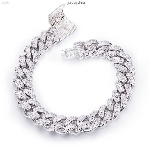 

12mm 925 silver vvs moissanite cuban necklace chain rapper pendant