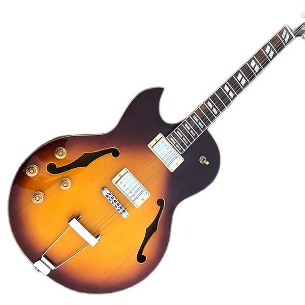

customization electric guitar left hand guitar classic sunset full hollow