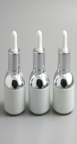 

20 x 30ml empty pear white glass drop bottle with silver aluminum clourse rubber 1oz cosmetic container9191123
