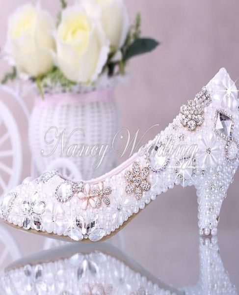 

luxurious elegant imitation pearl wedding party dancing shoes bridal shoes crystal diamond lowheeled shoes woman lady dress shoes7801588, Black