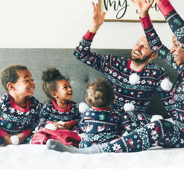 

family christmas 2020 pajamas set mother daughter father son sleepwear matching clothes kids xmas pyjamas nightwear pants6731363, Blue
