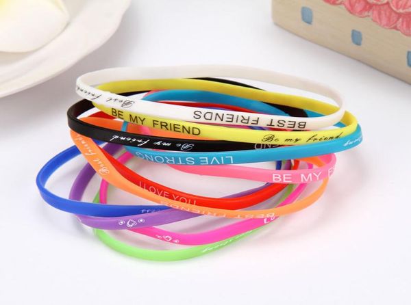 

fashion luminous jelly silicone bracelet sports bracelet english letters wristband bracelet mixed style hand rings random delivery9214606, Black