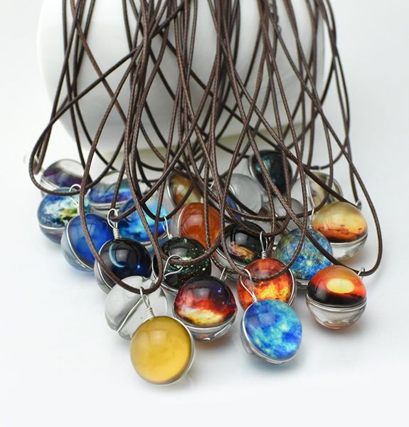 

fashion doublesided nebula necklace glow in the dark space universe necklace glass galaxy solar system with luminous necklace jewe9587906, Red;brown