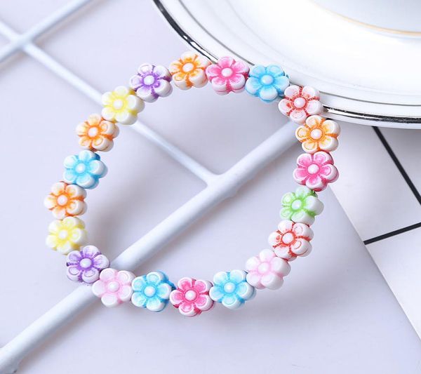 

handmade colorful sweet flower kids girl beaded charm bracelets jewelry children birthday party christmas gift7720212, Red;brown