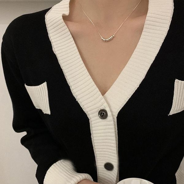 

new simple cold wind silver beans sterling silver necklace