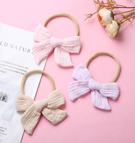 

baby hair accessories headbands childrens cotton bows nylon bowknot soft kids head bands infant accessory princess b49662406925, Slivery;white