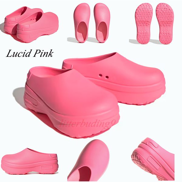 

designers slippers clog sandals women adiform loafers stan mule smith platform lucid lemon silver green slides branded jelly rain shoes, Black