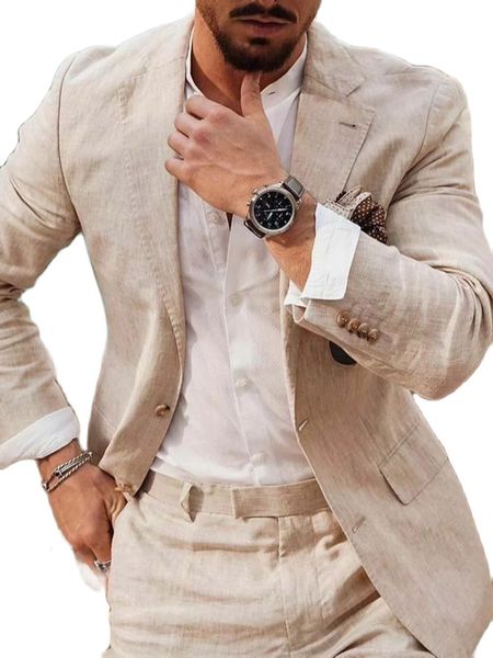 

men's suits blazers summer beach business linen men tailor made 2pcs jacket with pants formal tuxedo blazer trousers party wear man&#03, White;black