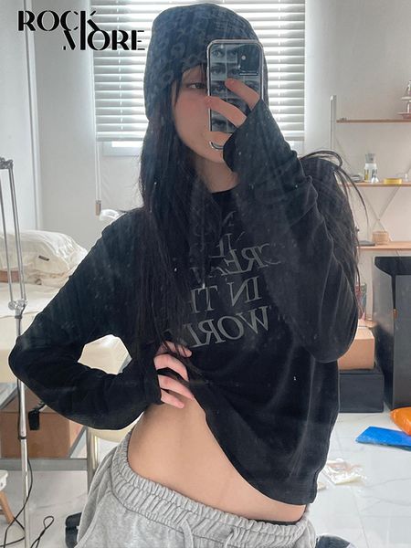 

women's tanks camis rockmore autumn t shirt casual women spring aesthetics cyber y2k clothes long sleeves pulover female letter print, White