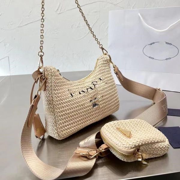 

prad woman straw bags nylon shoulder bags hobos handbags chain purses designer crossbody baguettes lady small pra totes