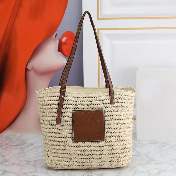 

quality basket paula s shopping tote bag woman raffia fiber woven handbag knit design fashion holiday lady travel shoulder bags wallet brown