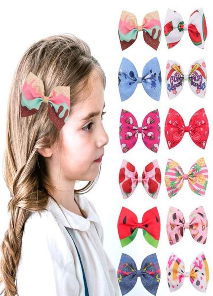 

4 inches hair accessories baby girls bow hairpin fruit print headwear fashion kids hairbow boutique children barrettes z37689216883, Slivery;white