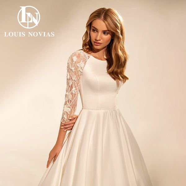 

ball gown muslim wedding dress 2023 vintage half sleeve applique lace dress for bride royal train vestidos de novia, White