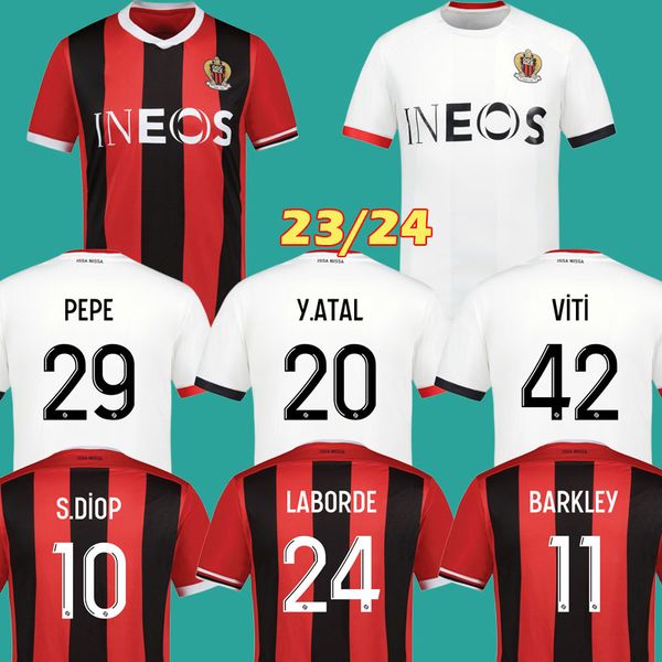 

23 24 ogc nice fc pepe soccer jerseys t. moffi 2023 2024 ogcnice football shirts s. diop barkley dante kamara atal maillot de foot home away, Black;yellow