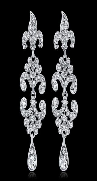 

new arrival luxury silver bridal earrings rhinestone diamond jewelry wedding evening party gift decoration accessorie4896222, White
