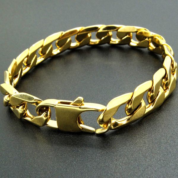

bangle 100% stainless steel bracelet 6812 mm 8 inches curb cuban chain gold color bracelets for men women factory offer 230630, Black