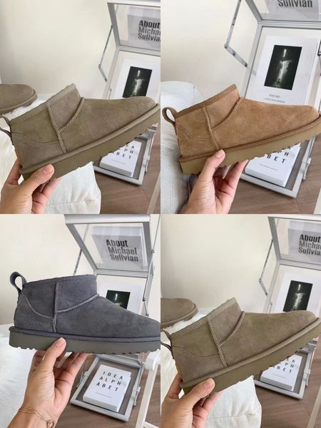 

2022 miniwomen snow boots keep warm boot man womens plush casual warm boots sheepskin suede shoes chestnut g, Black