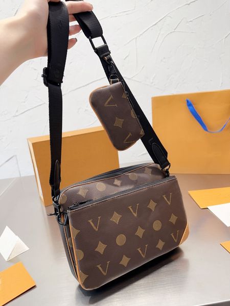 

counter payment men bag genuine leather three piece set trio shoulder bag crossbody bag clutch handbag coin purse messenger package